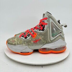 Nike Lebron XIX 19 Fast Food Youth 6Y Women 7.5 DD0418-001 Grey Orange Shoes